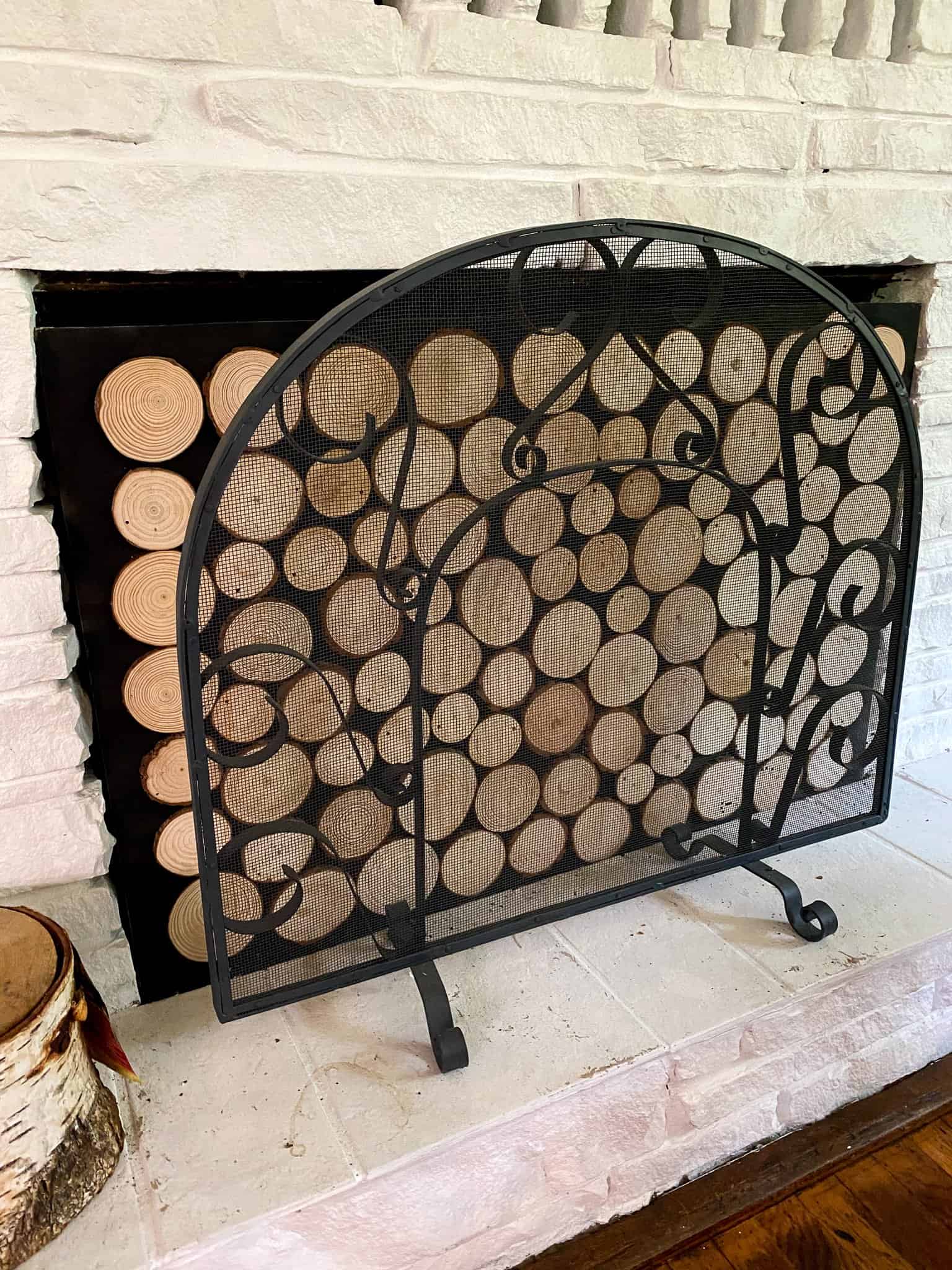 DIY Stacked Wood Fireplace - Kelsey Jane Designs
