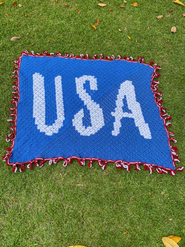 USA Patriotic C2C Lapghan Free Crochet Pattern