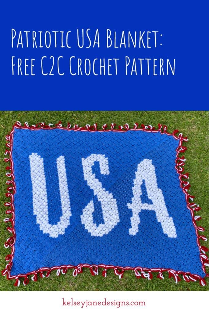 Learn how to crochet this easy C2C USA Patriotic blanket using Lion Brand Pound of Love. Perfect for 4th of July or cheering on Team USA in the Olympics. 