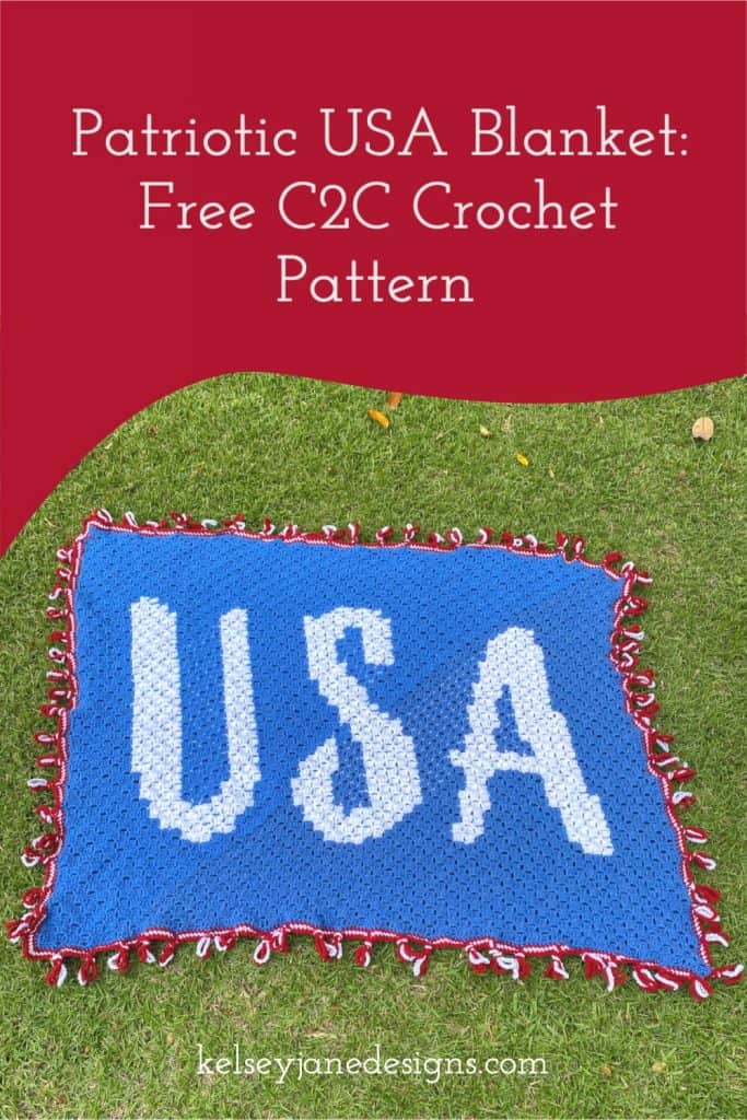 Learn how to crochet this easy C2C USA Patriotic blanket using Lion Brand Pound of Love. Perfect for 4th of July or cheering on Team USA in the Olympics. 