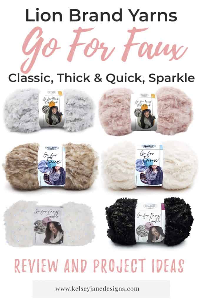 Read before you buy! Honest review and project ideas for Lion Brand's Go For Faux: Classic, Thick & Quick and Sparkle. 