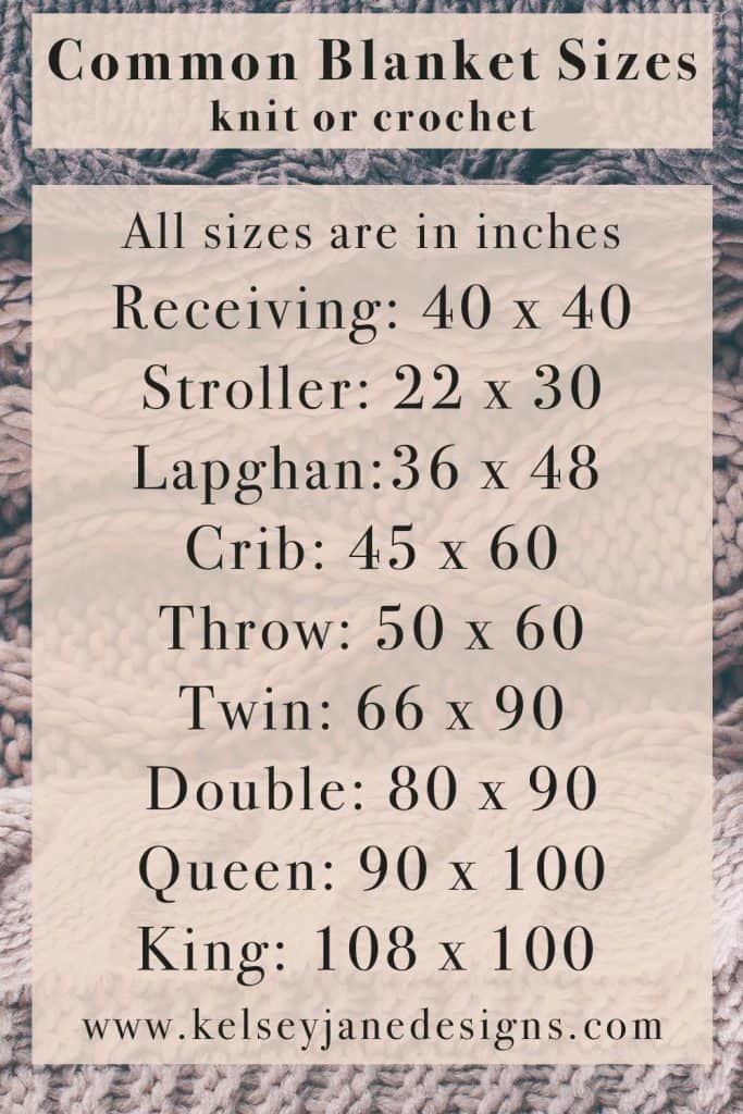 Here are some basic blanket sizes to use as guideline for your next knit or crochet project.