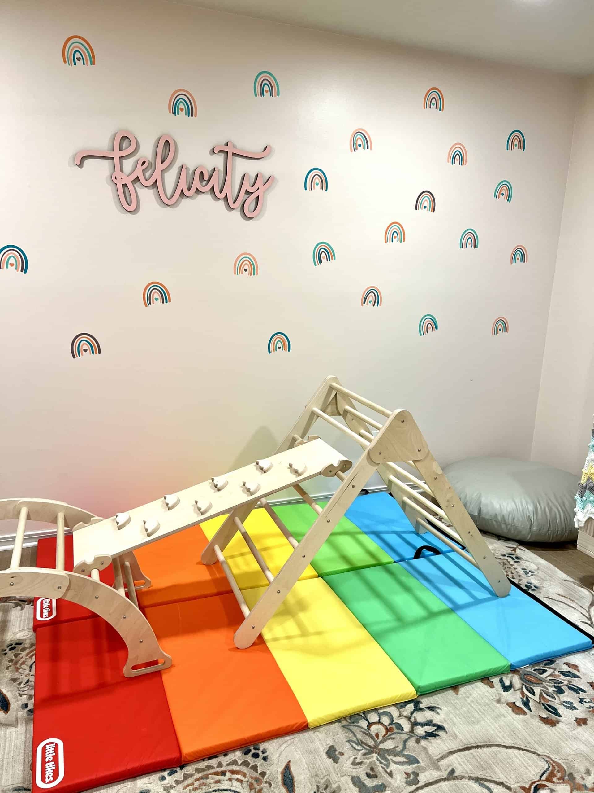 Let's get inspired to customize our homes with Cricut removable vinyl decals. #notsponsored Create that gorgeous trendy wallpaper look without the commitment. Easy DIY Rainbow wall decals, perfect for a nursery, toddler, kid's or teenagers room. 