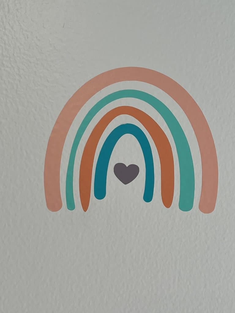 Let's get inspired to customize our homes with Cricut removable vinyl decals. #notsponsored Create that gorgeous trendy wallpaper look without the commitment. Easy DIY Rainbow wall decals, perfect for a nursery, toddler, kid's or teenagers room. 