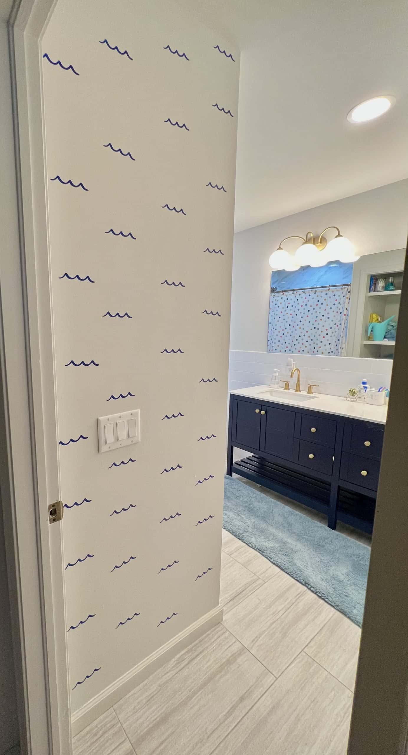 Let's get inspired to customize our homes with Cricut removable vinyl decals. #notsponsored Create that gorgeous trendy wallpaper look without the commitment. Easy DIY for gender neutral bathroom decor. 