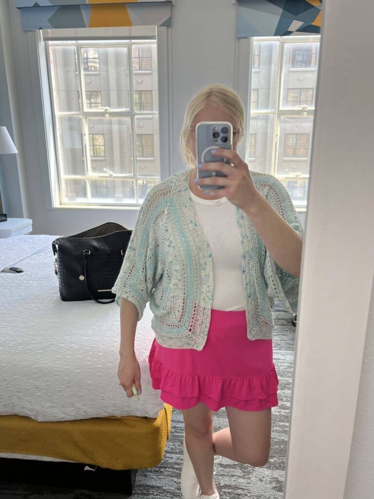 My Taylor Swift Eras Tour outfit. Lover inspired crochet cardigan.