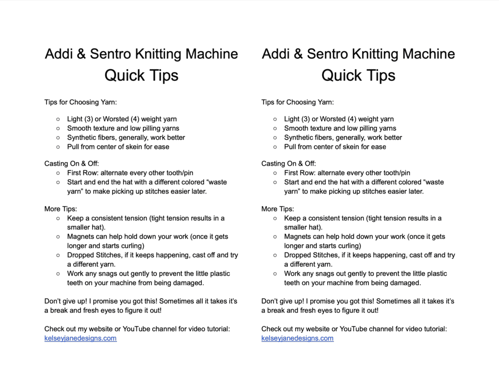 The Best and Worst Yarns for your Addi or Sentro Knitting Machines: Video  Tutorial + Pattern Links - Kelsey Jane Designs